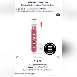 Sephora Glossed Lip Gloss in Pink Shade 100